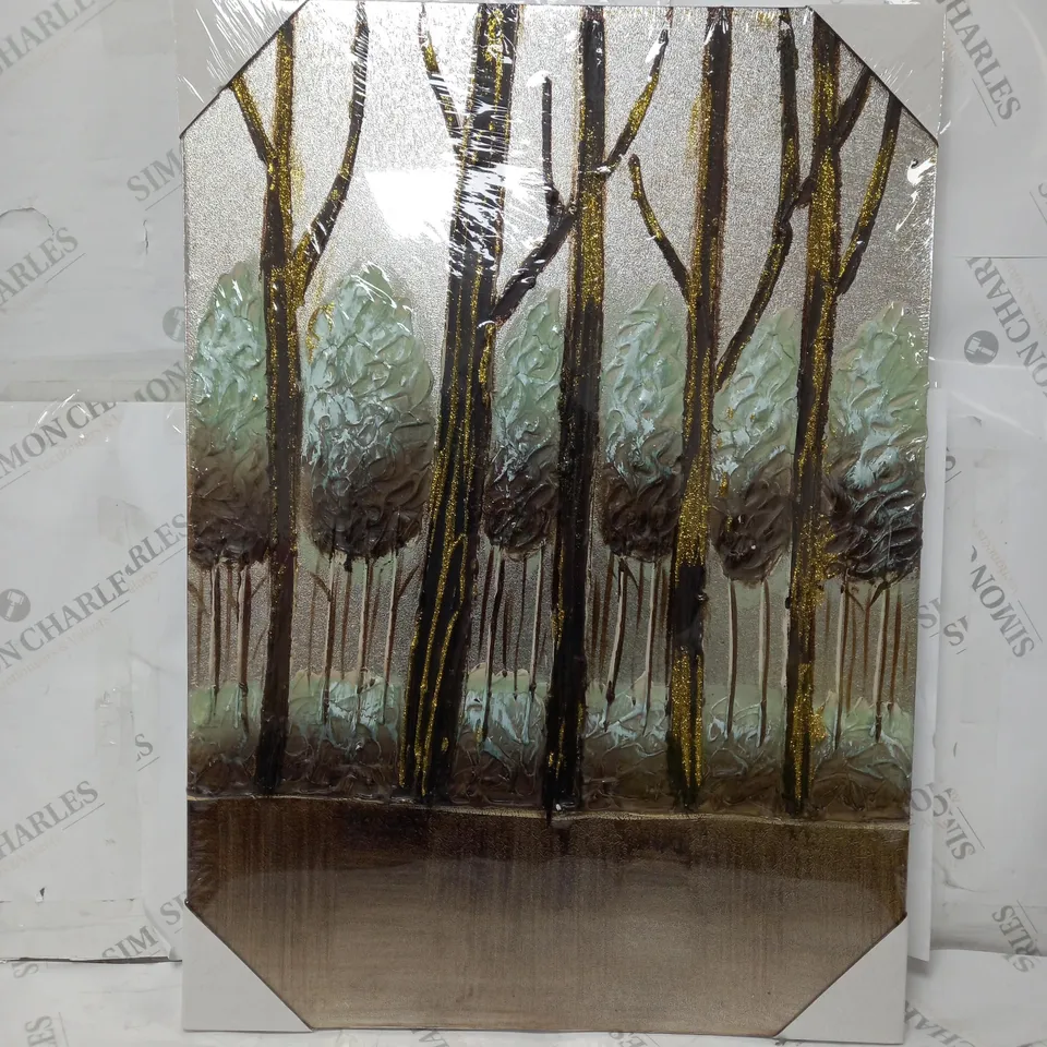 INART TREES DECORATIVE PAINTING CANVAS WALL ART, SILVER 50X70CM