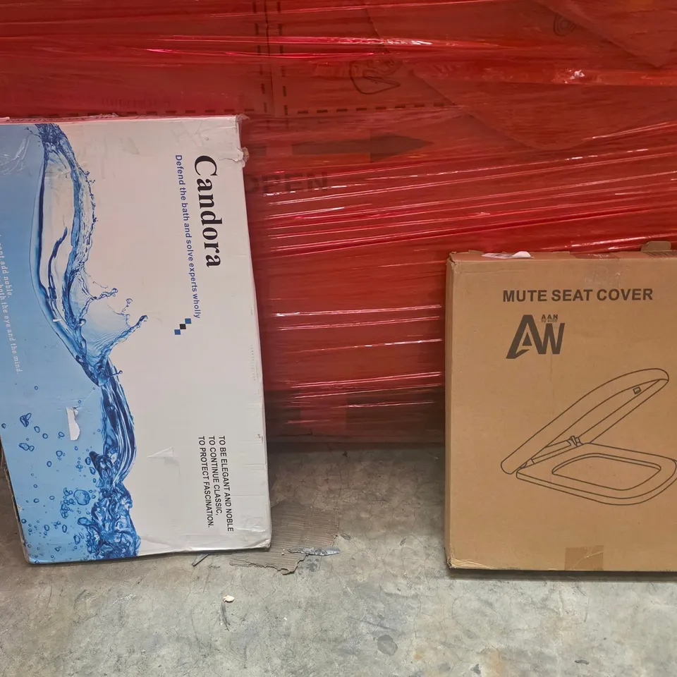 PALLET OF ASSORTED HOUSEHOLD GOODS AND PRODUCTS TO INCLUDE;TOILET SEAT COVER,BATHROOM ACCESSORIES