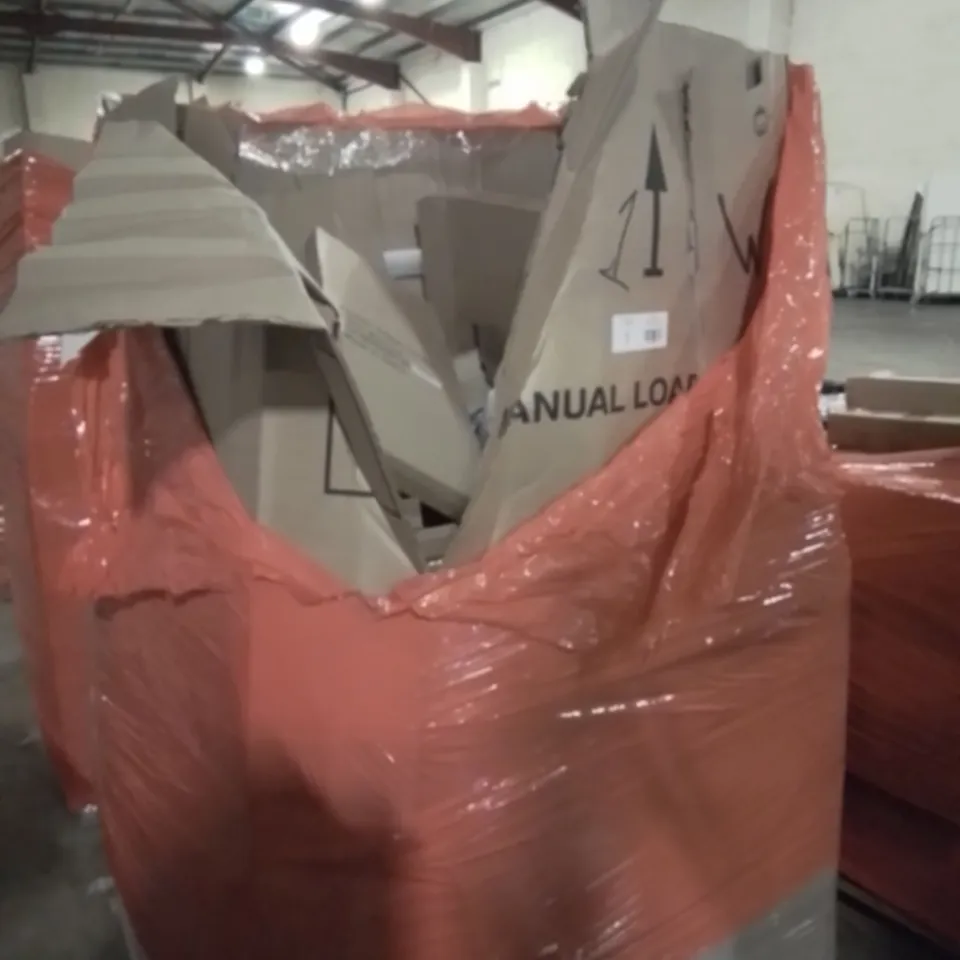 PALLET OF ASSORTED ITEMS TO INCLUDE, CARAMBA VACUUM CLEANER, EUREKA VACUUM CLEANER, TOP STRONG FOOD PROCESSOR, WALL HALL STAND.
