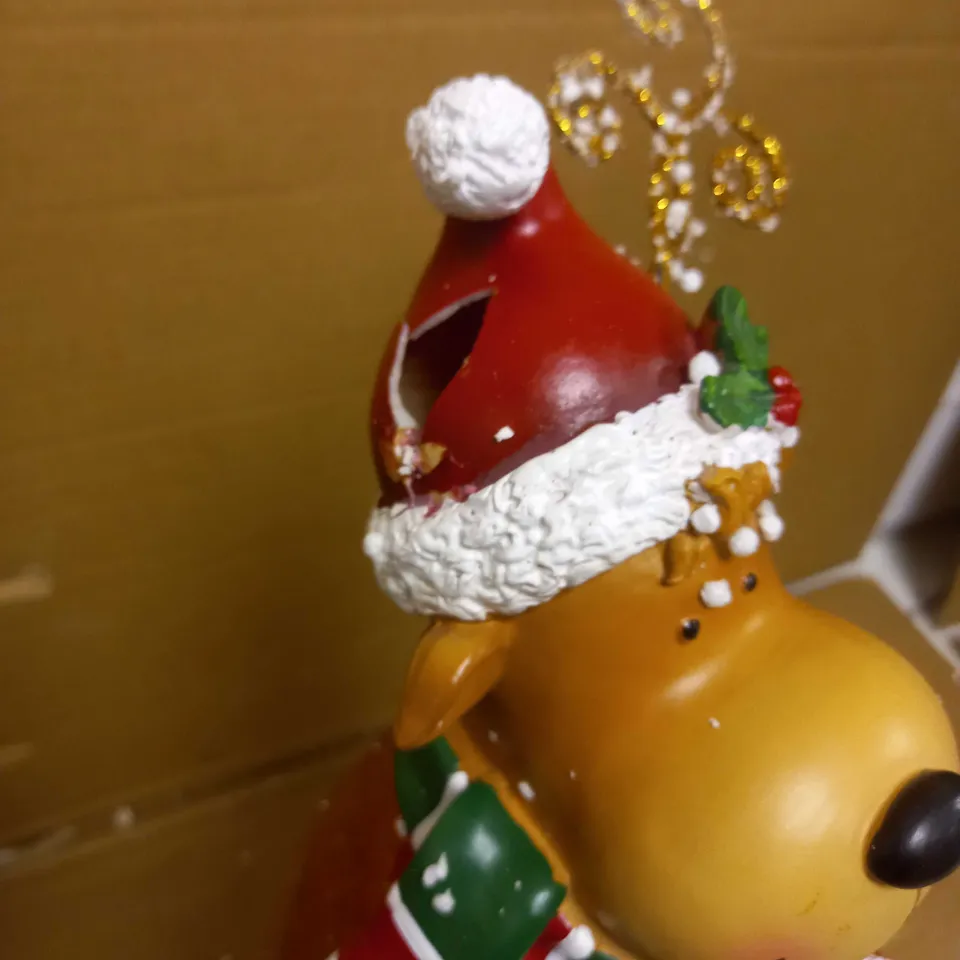 FESTIVE PRE-LIT LARGE GLASS CHRISTMAS CHARACTER - REINDEER