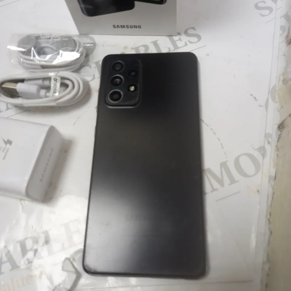 BOXED SAMSUNG GALAXY A52 5G WITH HEADPHONES AND CHARGER