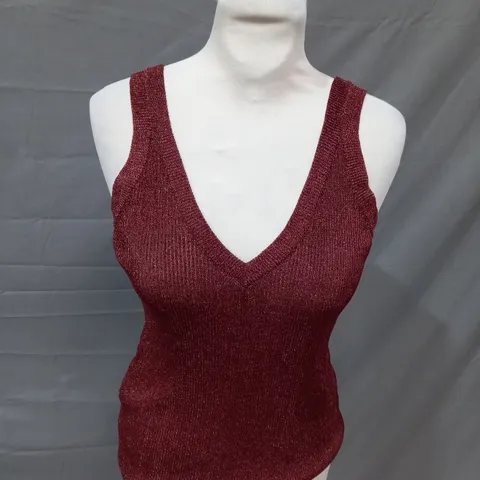 KAREN MILLEN METALLIC SPARKLE KNIT VEST TOP - MEDIUM