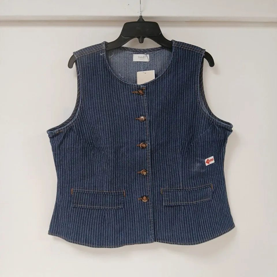 FREEMANS 3SIX DENIM PINSTRIPE SLEEVELESS WAISTCOAT – WOMEN'S, UK SIZE 18