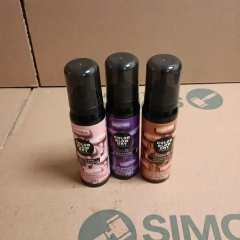 APPROXIMATELY 22 X ASSORTED MATRIX COLOR BLOW DRY HAIR CARE PRODUCTS TO INCLUDE CARAMEL BLONDE, BLOOMING ORCHARD ETC