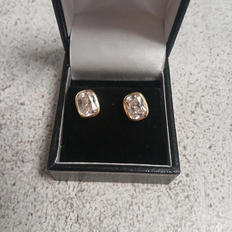 DIAMONIQUE 6CT TW ELONGATED CUSHION CUT STUD EARRINGS STERLING SILVER