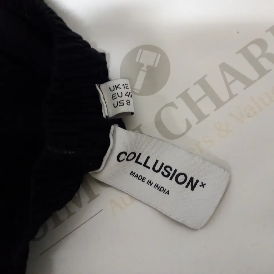 COLLUSION BLACK UTILITY MIDI DRESS - SIZE 12