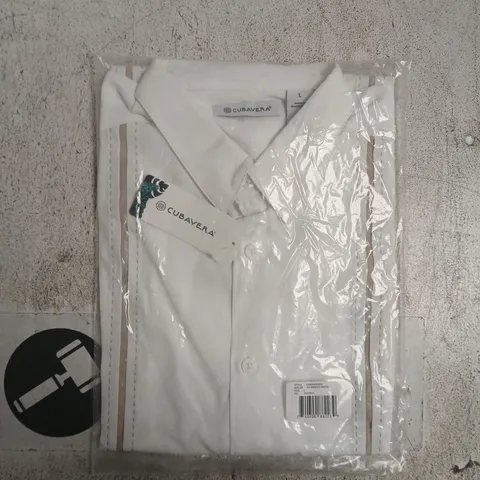 BAGGED CUBAVERA SHIRT IN WHITE SIZE LARGE
