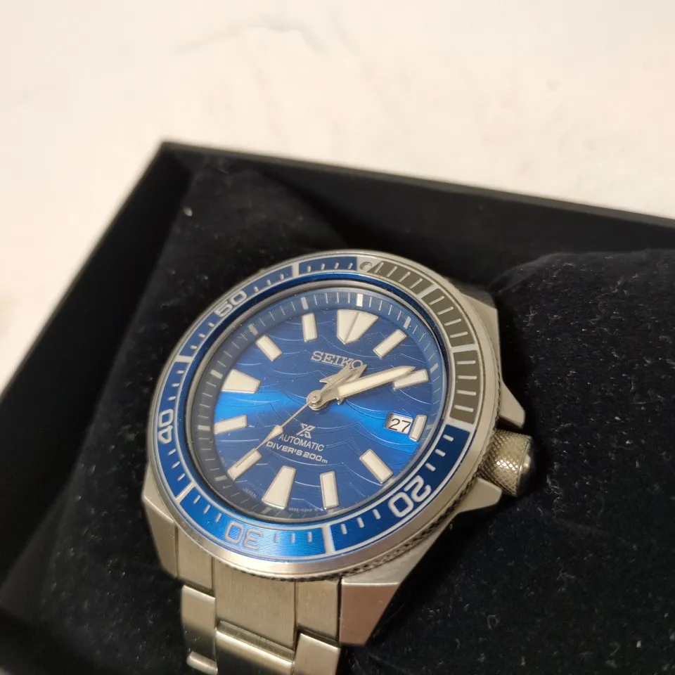 Seiko Automatic Diver's Watch, Blue Dial, 200m – Stainless Steel, Boxed
