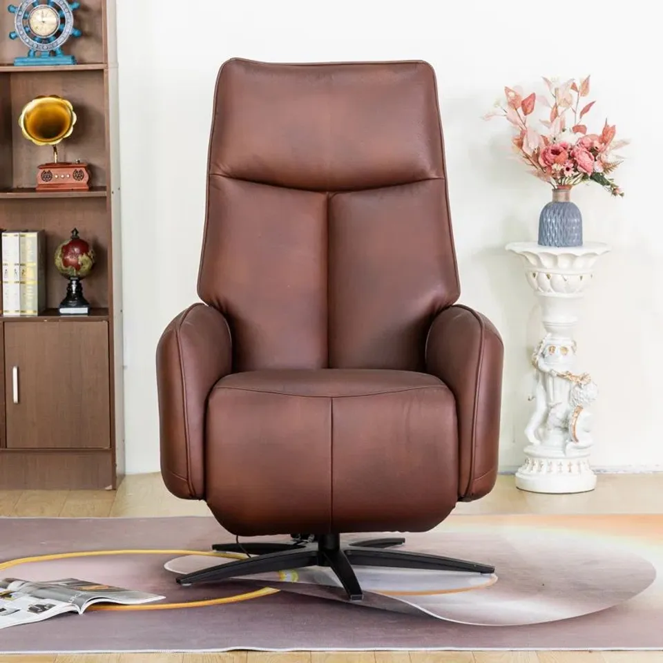BOXED DEVONY SWIVEL ELECTRIC RECLINER - DARK BROWN