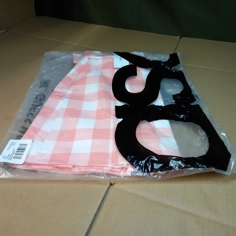 PACKAGED MISS SELFRIDGE PEACH GINGHAM BELTED KILT - SIZE 8