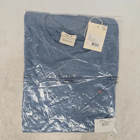 BAGGED GANT SHIELD SHORT SLEEVE T-SHIRT IN DENIM BLUE MELANGE SIZE XL