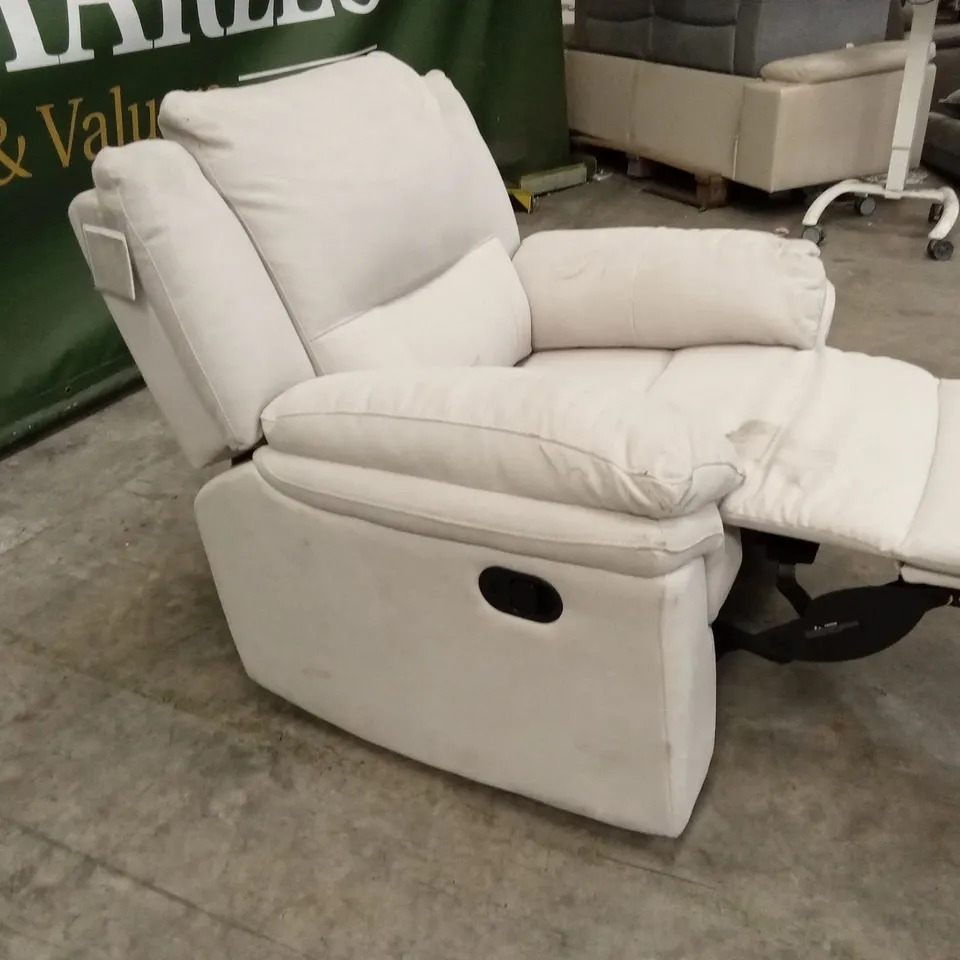 ALBION FABRIC HIGH BACK MANUAL RECLINER ARMCHAIR - PEBBLE GREY RRP £479