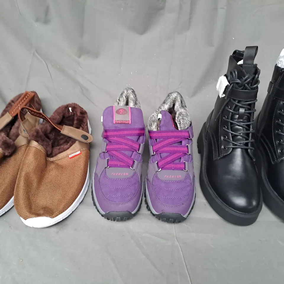 BOX OF APPROXIMATELY 10 ASSORTED PAIRS OF SHOES AND FOOTWEAR ITEMS IN VARIOUS STYLES AND SIZES TO INCLUDE ZXWFOBEY, FASHION, ETC