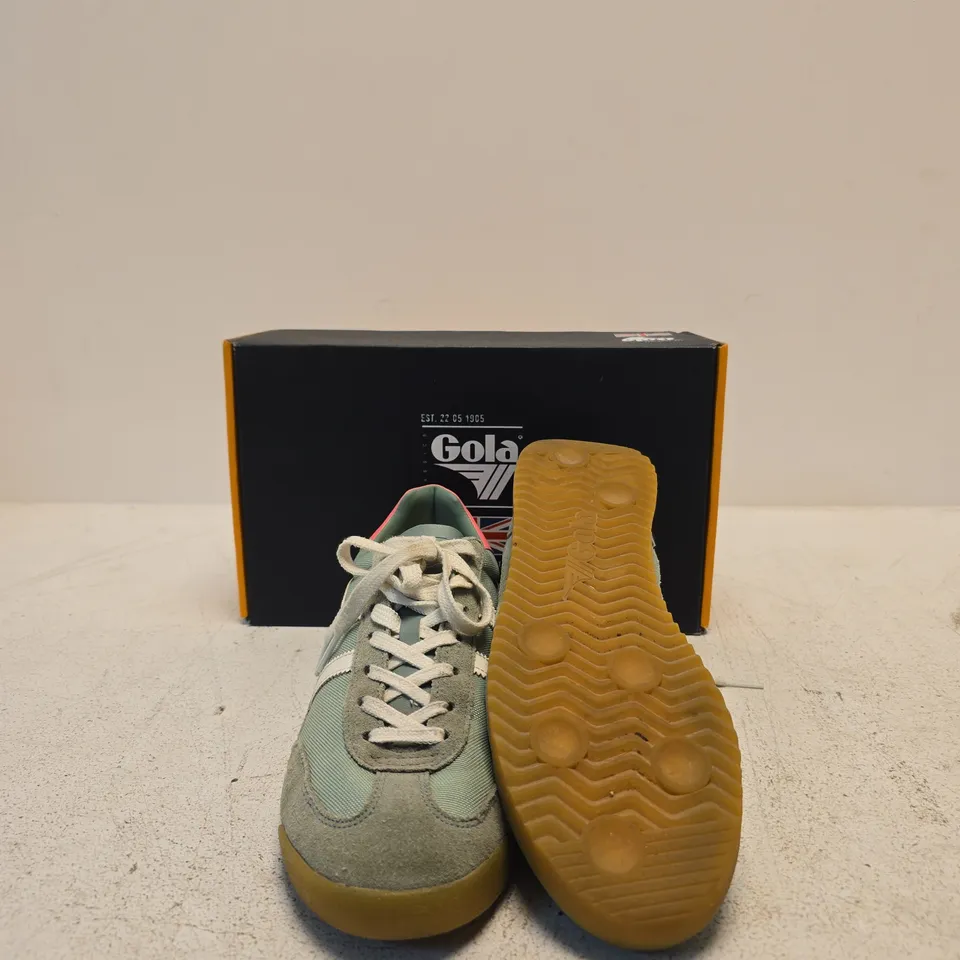 GOLA TORNADO TRAINERS GREEN MIST/OFF WHITE/FLURO PINK – UK 8 (EU 41)