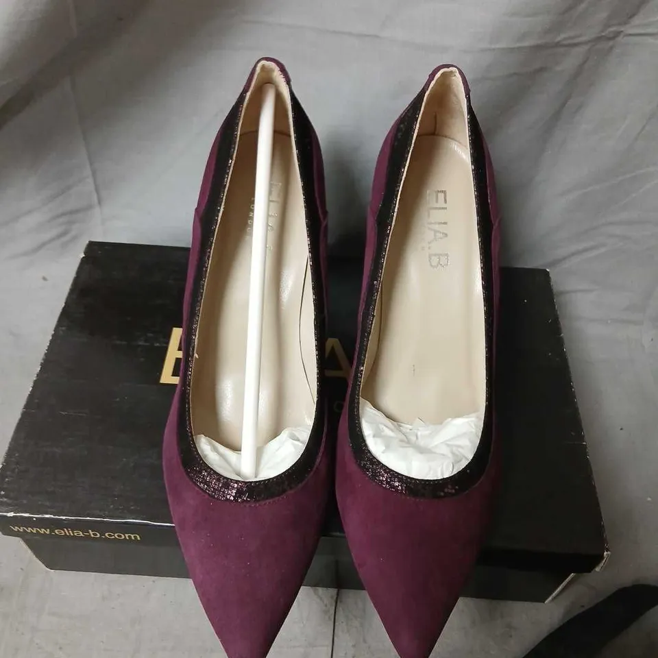 ELIA B LONDON DIANA SUEDE PUMPS – UK 5 (EU 38) – BURGUNDY/PURPLE