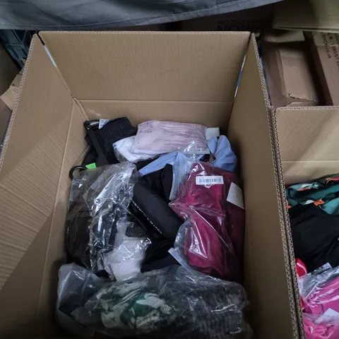 CLOTHING, SHOES & ACCESSORIES – MIXED GARMENTS IN BOX OF LARGE QUANTITY
