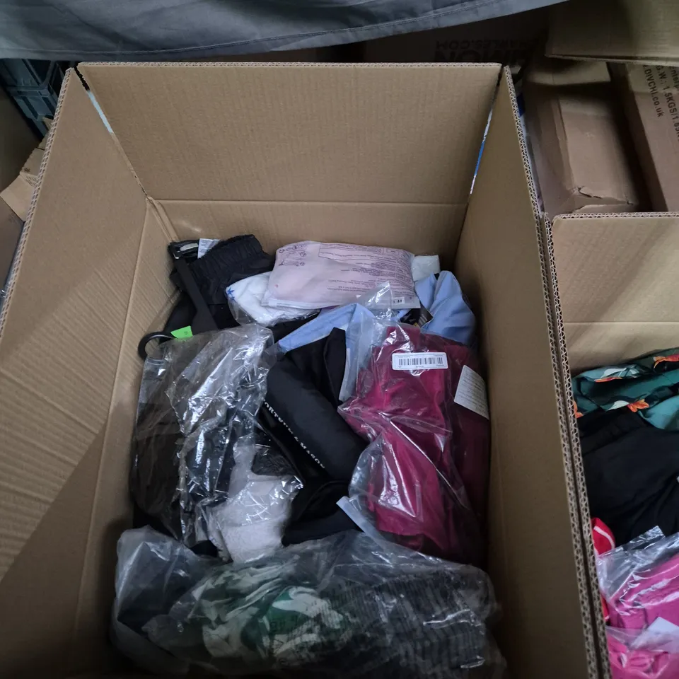 CLOTHING, SHOES & ACCESSORIES – MIXED GARMENTS IN BOX OF LARGE QUANTITY