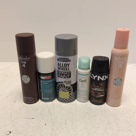 APPROXIMATELY 15 ASSORTED AEROSOLS TO INCLUDE ALLOY WHEEL SPRAY PAINT, LYNX DARK TEMPTATION, HAIRSPRAY, ETC - COLLECTION ONLY