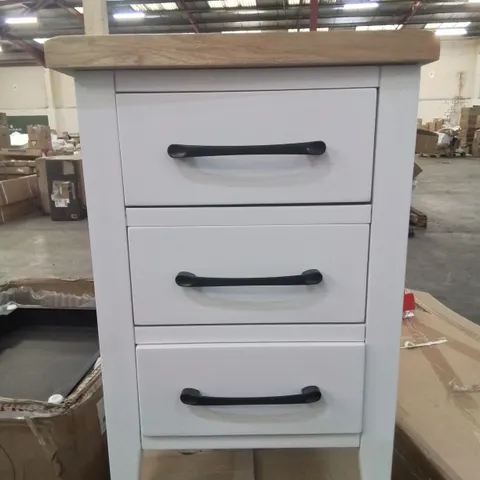 BOXED 3 DRAWER BEDSIDE CABINET - WHITE