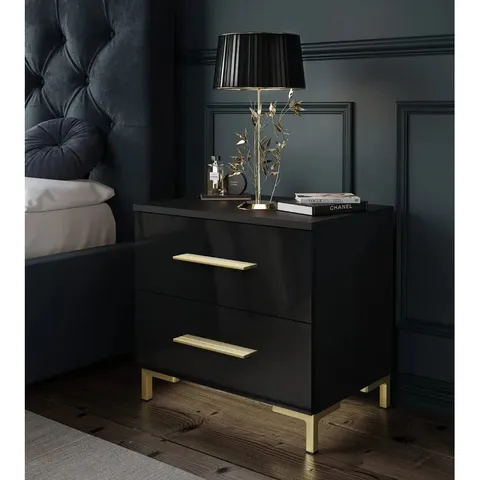BOXED VARONIQUE 2 DRAWER BEDSIDE TABLE