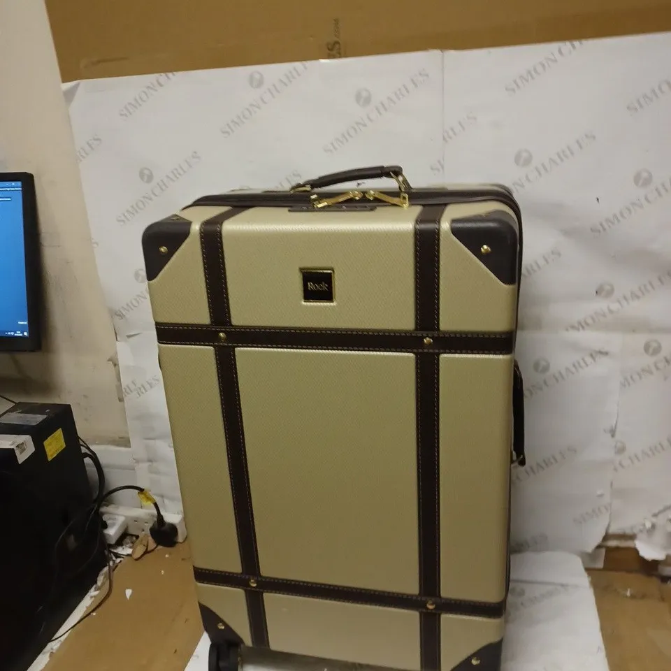 VINTAGE 8 WHEEL RETRO STYLE HARDSHELL LARGE SUITCASE  RRP £114.99