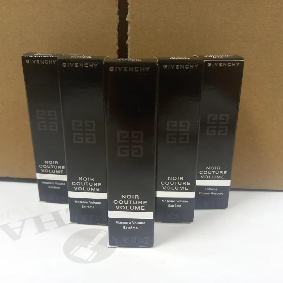 LOT OF 5 X 4G GIVENCHY NOIR COUTURE VOLUME MASCARA - BLACK TAFFETA