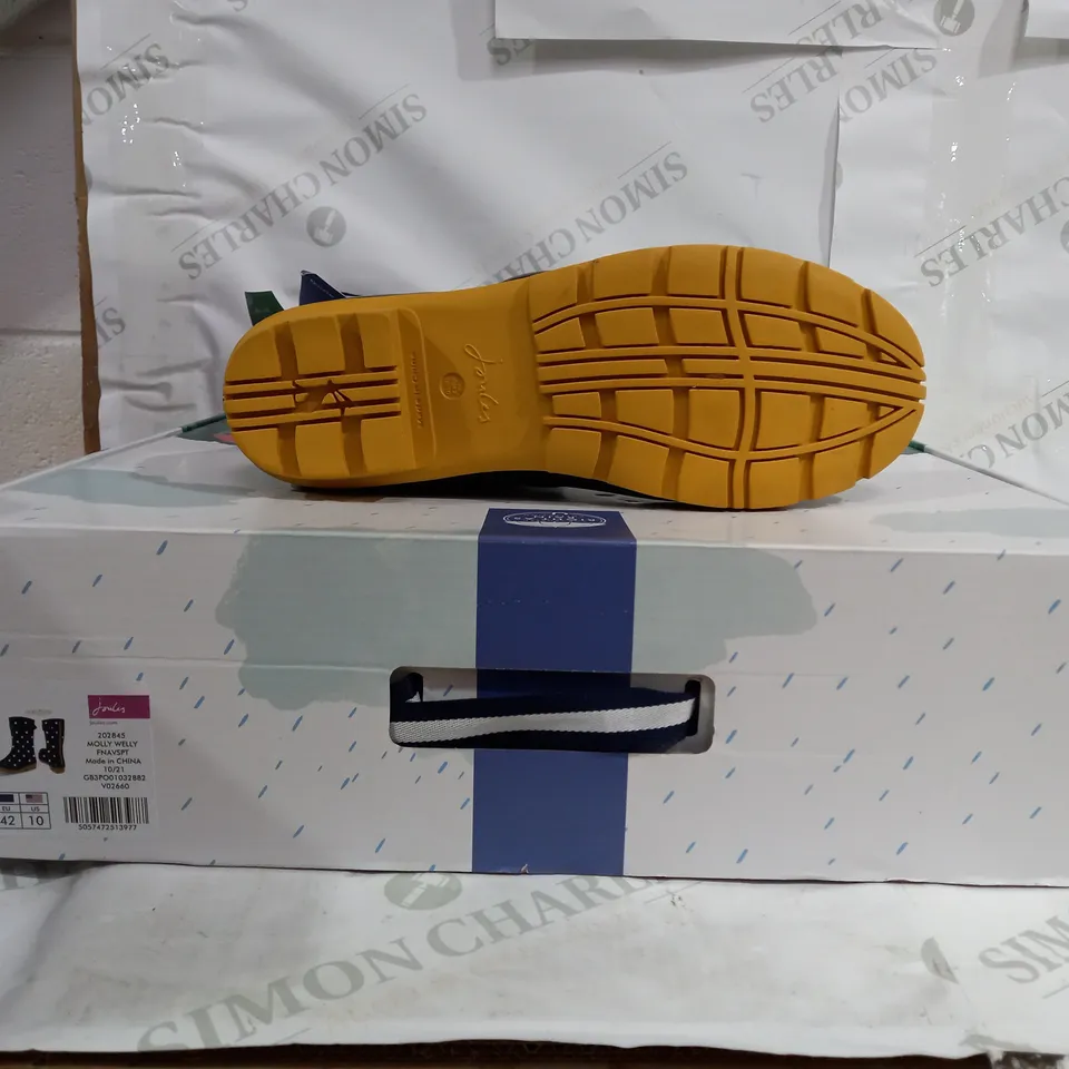 PAIR OF JOULES MOLLY WELLY IN NAVY/WHITE/YELLOW - UK SIZE 8 
