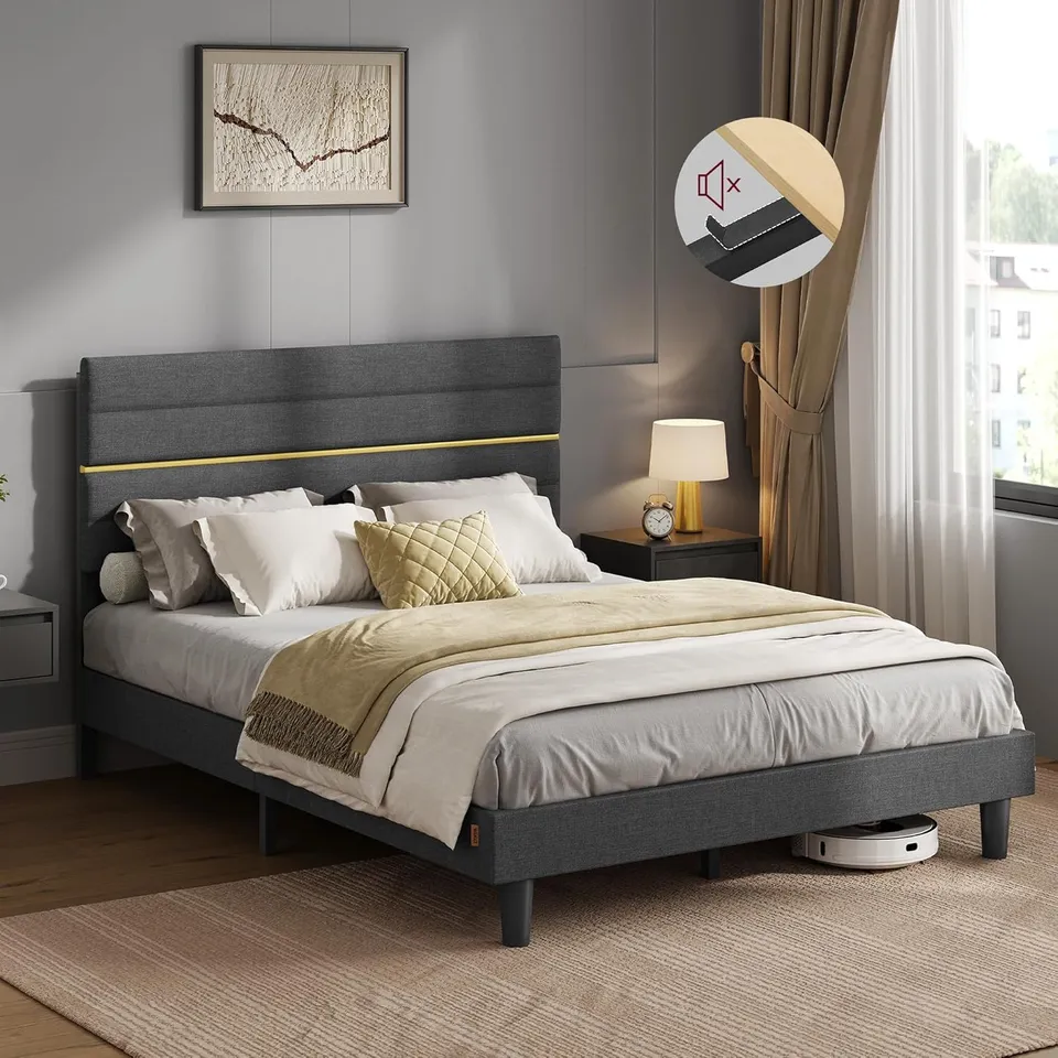 BOXED VASAGLE DOUBLE BED FRAME - SLATE GREY