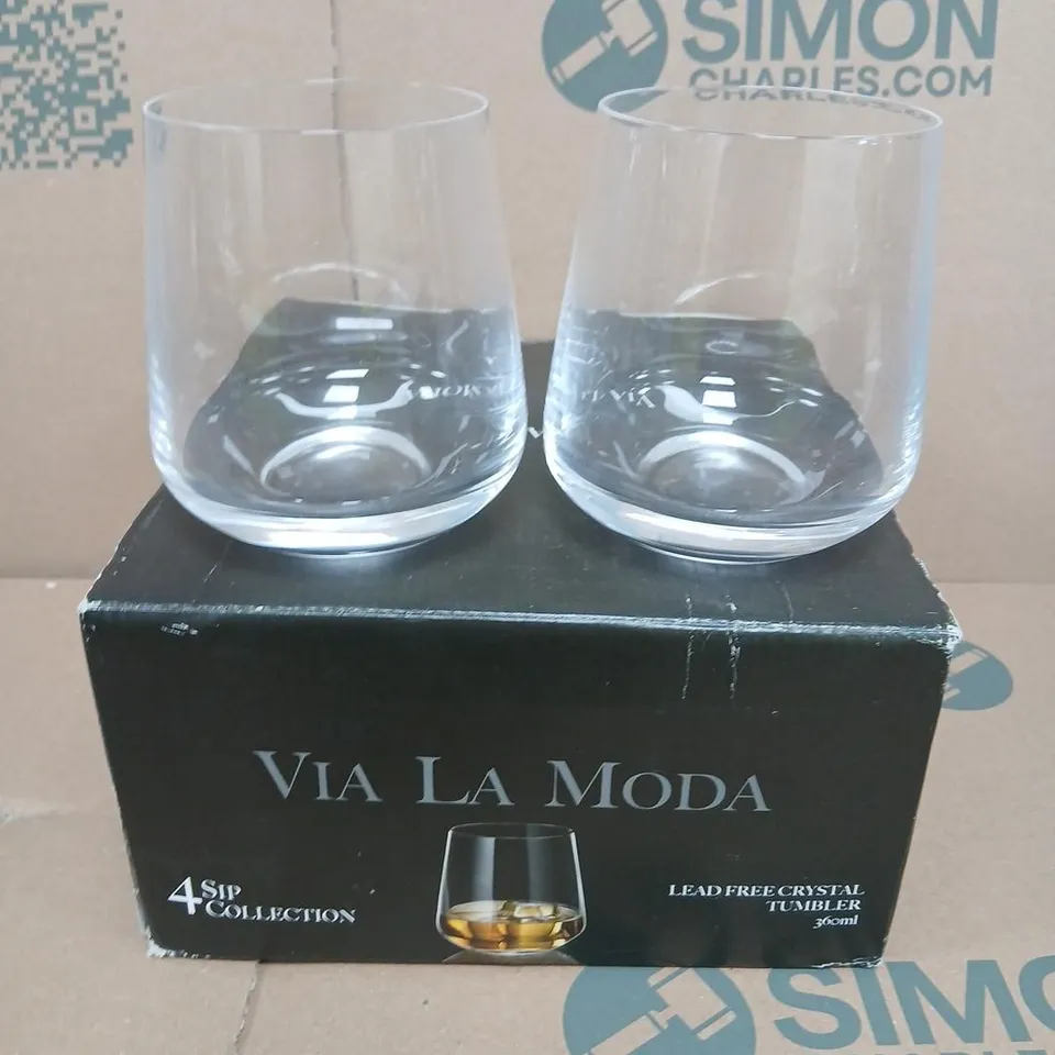 VIA LA MODA LEAD FREE CRYSTAL TUMBLERS – 360ML, SET OF 4