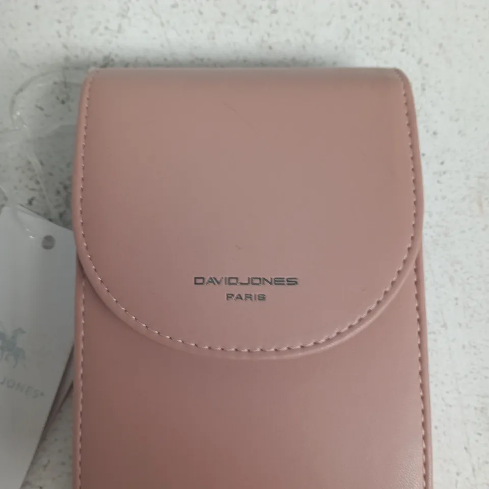 DAVID JONES PARIS PINK LEATHER WALLET – CURVED FLAP, ZIP POCKET