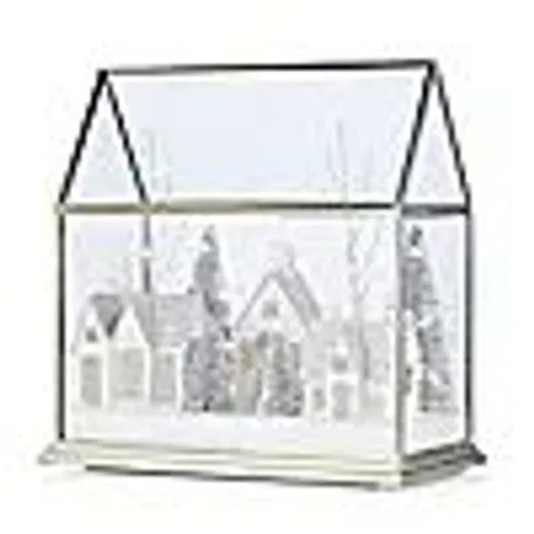 HOME STORIES PRE LIT SNOW VILLAGE IN GLASS HOUSE