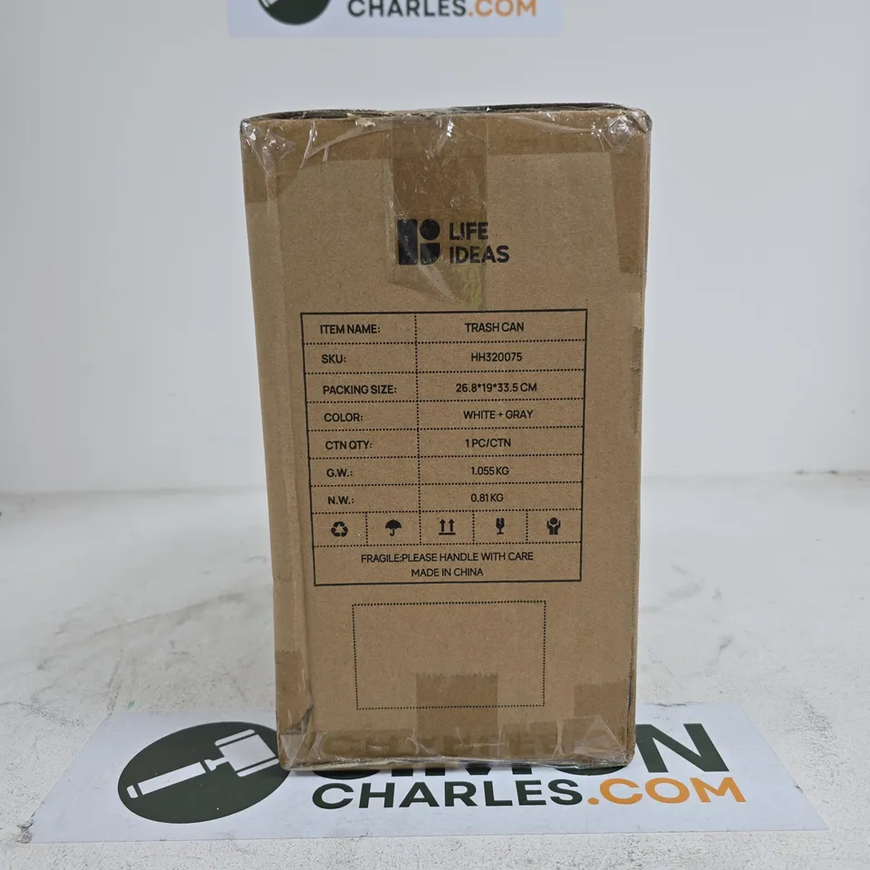 LIFE IDEAS WHITE/GREY TRASH CAN BOXED
