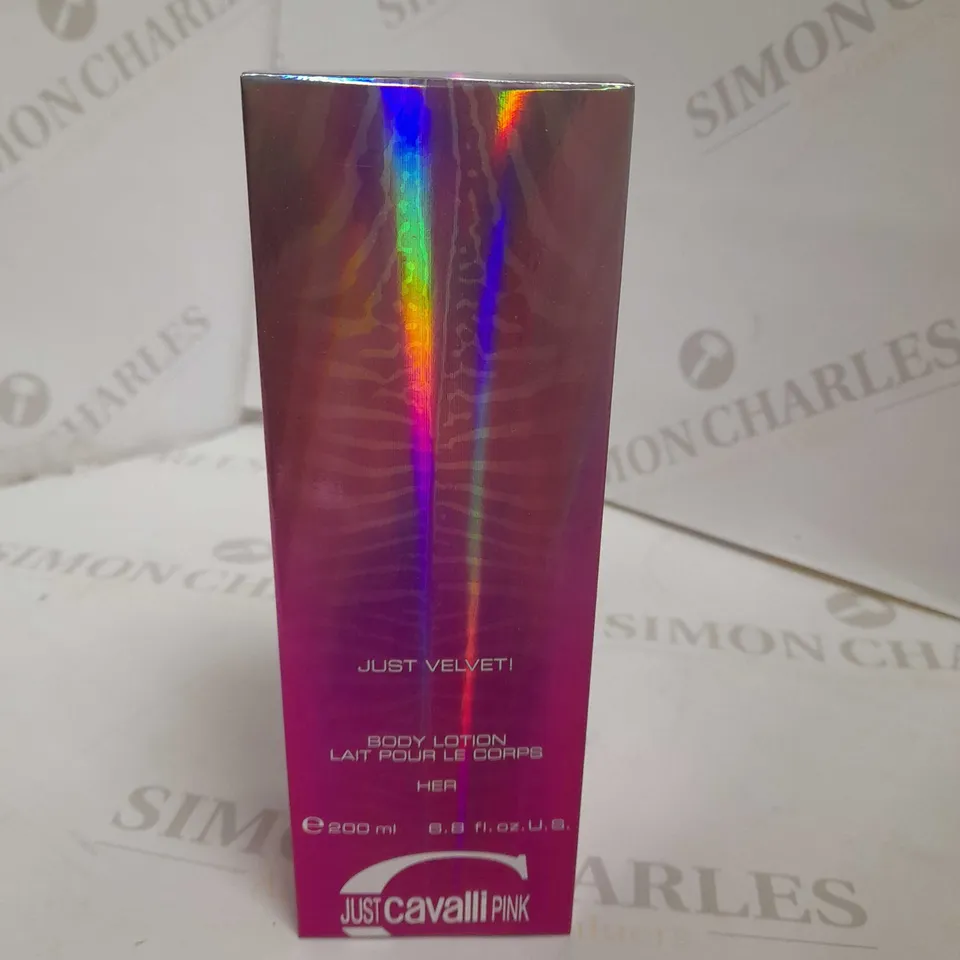 BOX OF APPROX 25 JUST CAVALLI PINK BODY LOTION