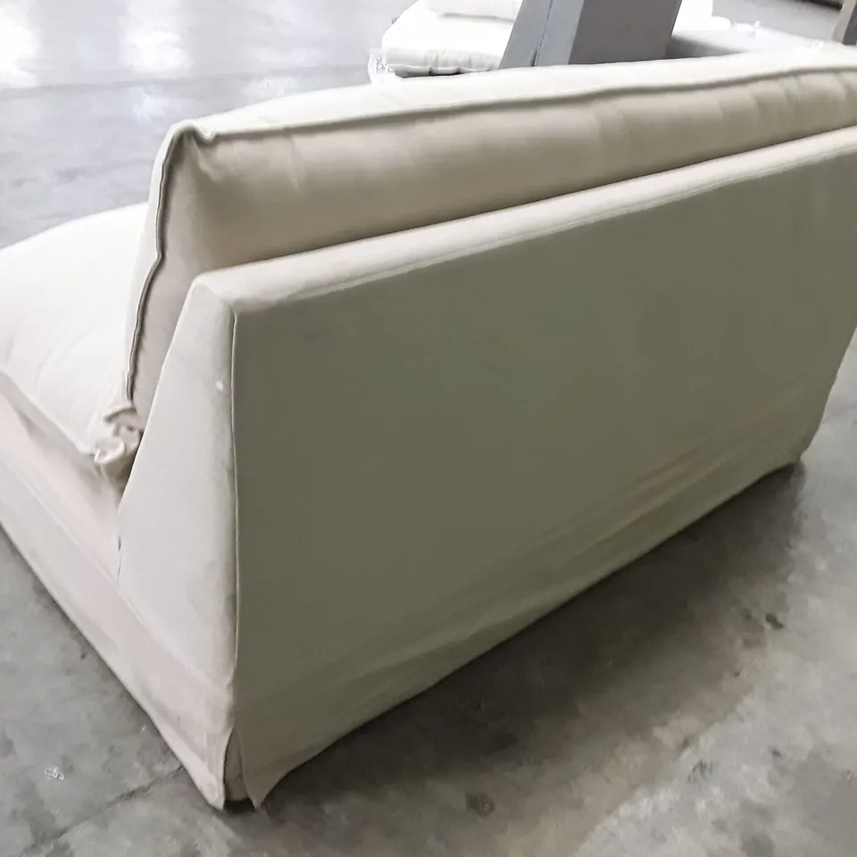 QUALITY DESIGNER 2 SEATER ARMLESS SOFA - BEIGE FABRIC  