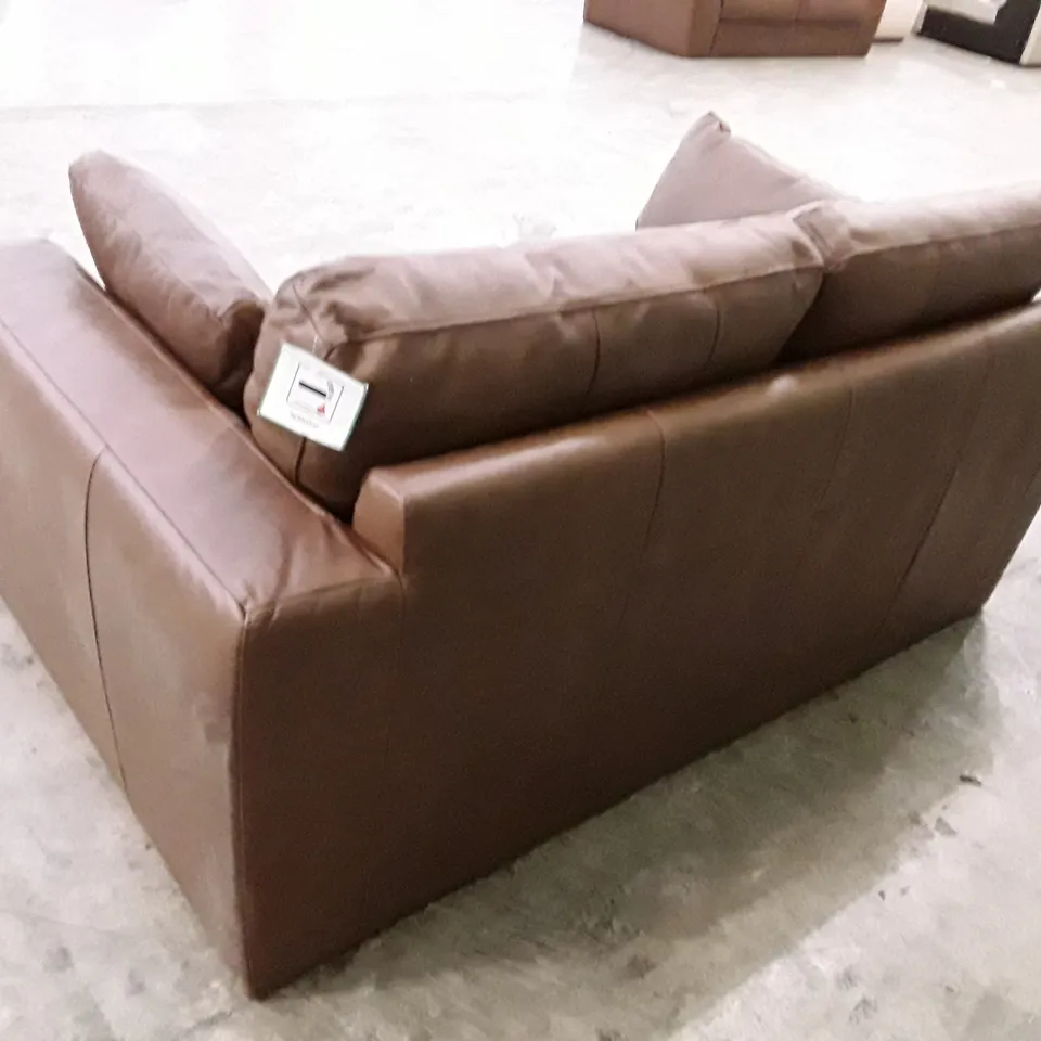 DESIGNER ARDEN 2 SEATER SOFA - BROWN LEATHER 