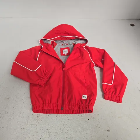 HUGO BOSS KIDS ZIP THROUGH JACKET IN RED - 5-108