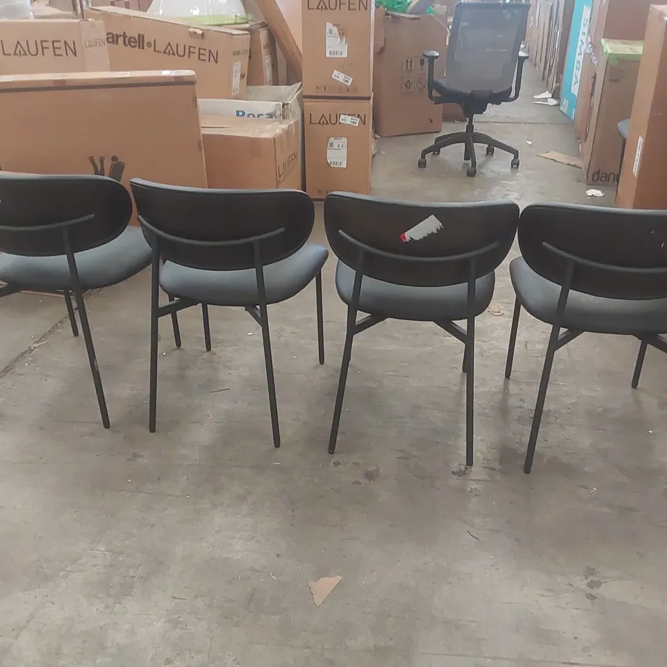SET OF 4 DANETTI CREE BLACK FAUX LEATHER DINING CHAIR
