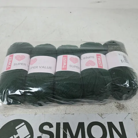 TWIST SUPER VALUE YARN – DARK GREEN, PACK OF 6 SKEINS