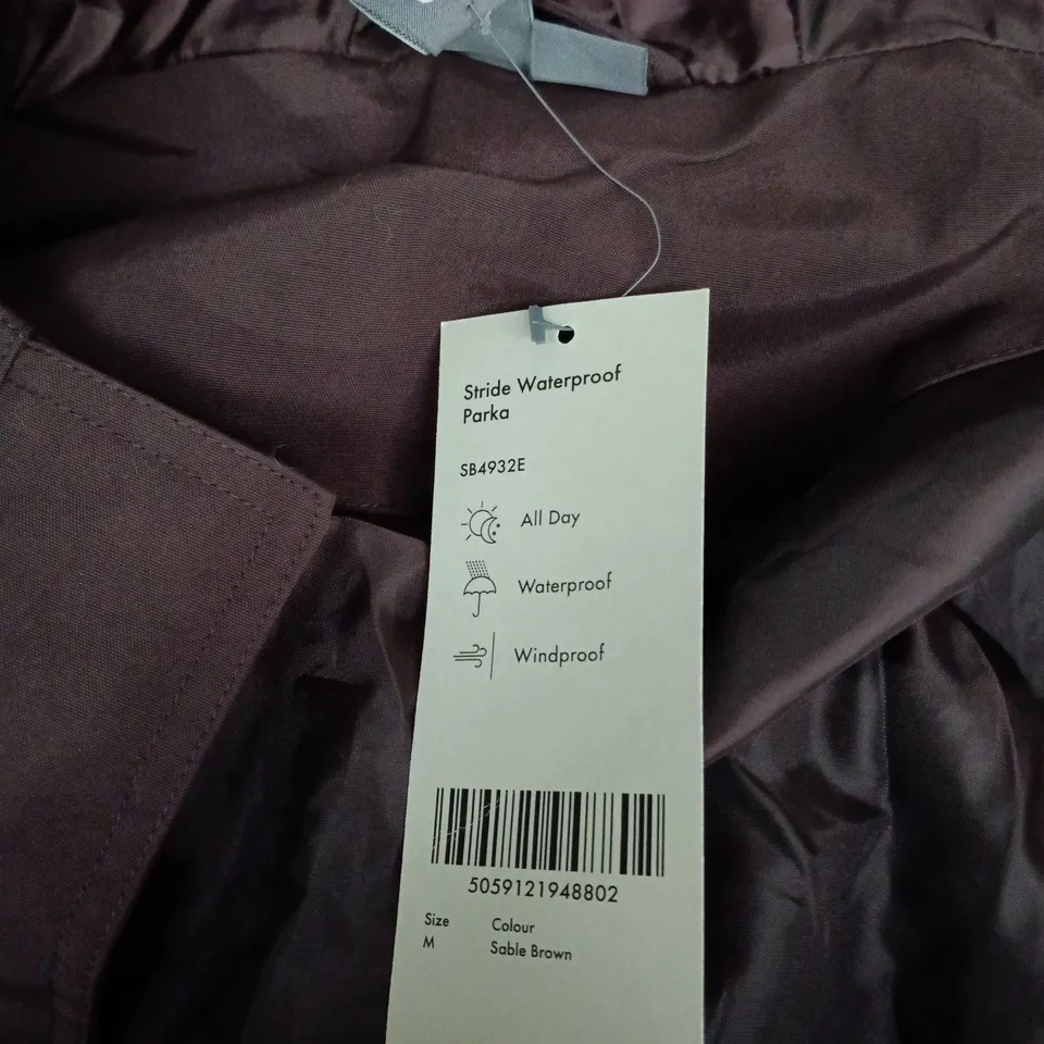 SWEATY BETTY LONDON STRIDE WATERPROOF PARKA  – SIZE M – SABLE BROWN
