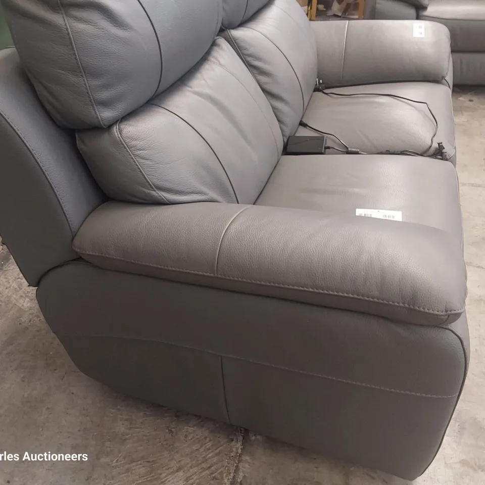 QUALITY ITALIAN DESIGNER POWER RECLINING TWO SEATER SOFA GREY ANTHRACITE LEATHER 