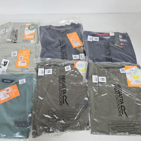 LOT OF 7 ASSORTED BRAND NEW REGATTA T-SHIRTS & IN VARIOUS STYLES, COLOURS AND SIZES