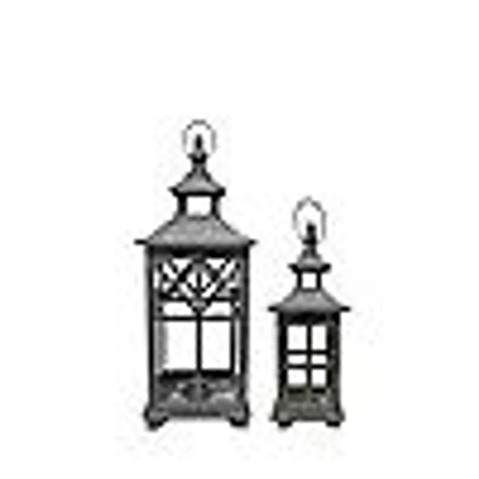OTTERS BROOK SET OF TWO SLATE GREY WOODEN LANTERNS
