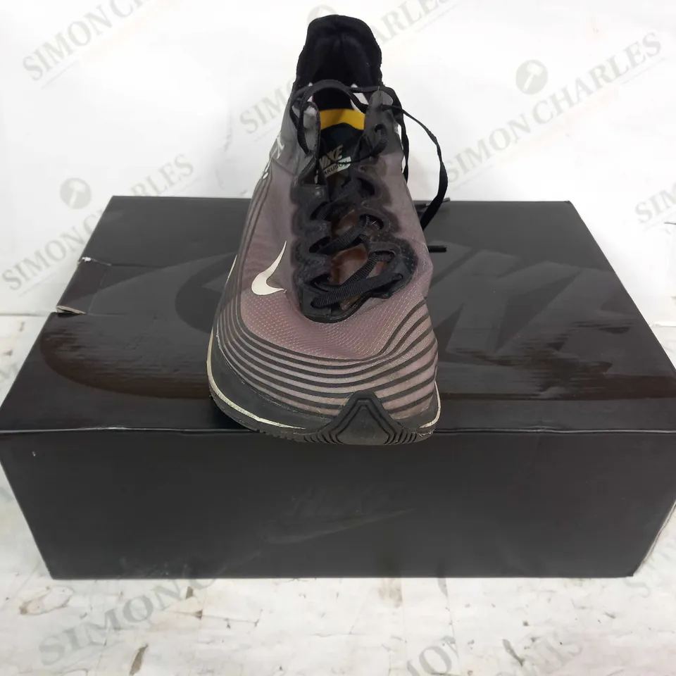 BOXED PAIR OF NIKE ZOOM FLY/GYAKUSOU SHOES IN BLACK/YELLOW UK SIZE 11