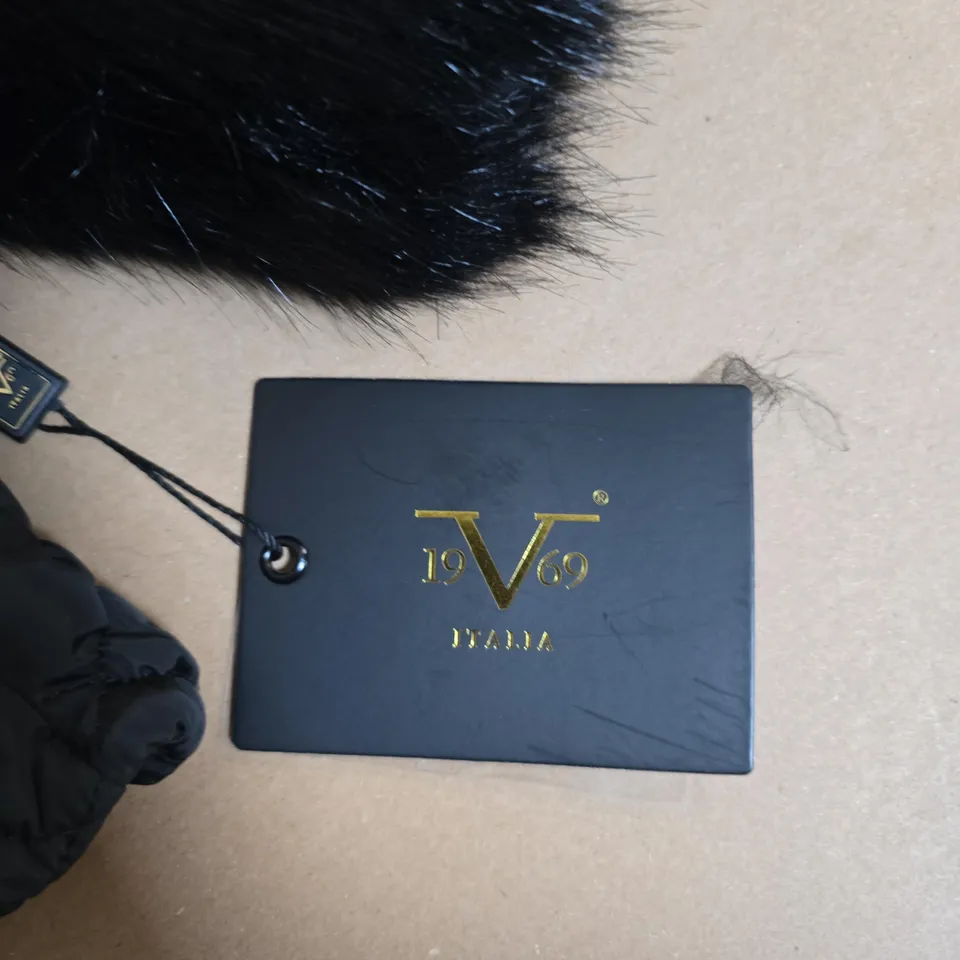 V69 ITALIA BLACK FUR COAT – SIZE S/M