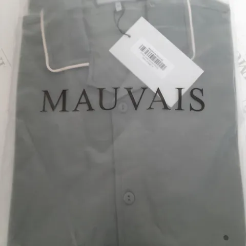 BAGGED MAUVAIS GREEN LUXE JERSEY PIPING SHIRT IN SAGE - M