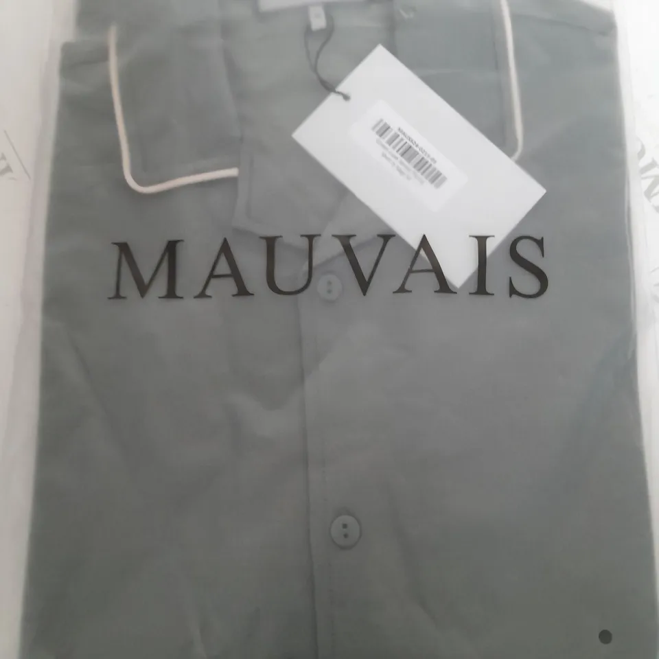 BAGGED MAUVAIS GREEN LUXE JERSEY PIPING SHIRT IN SAGE - M