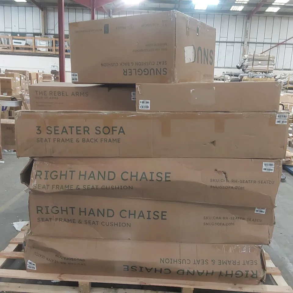 PALLET CONTAINING A LARGE QUANTITY OF ASSORTED SNUG SOFA PARTS