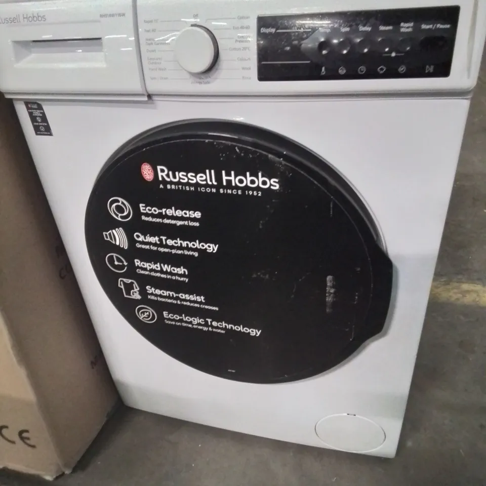 RUSSELL HOBBS FREESTANDING WASHING MACHINE, 9KG CAPACITY, 1400 RPM, 15 PROGRAMMES, ECO TECHNOLOGY, RAPID WASH CYCLES, WHITE, RH914W116W