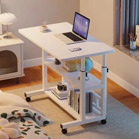 BOXED HEIGHT ADJUSTABLE COMPUTER DESK MOBILE TABLE WITH SHELVES (1 BOX)