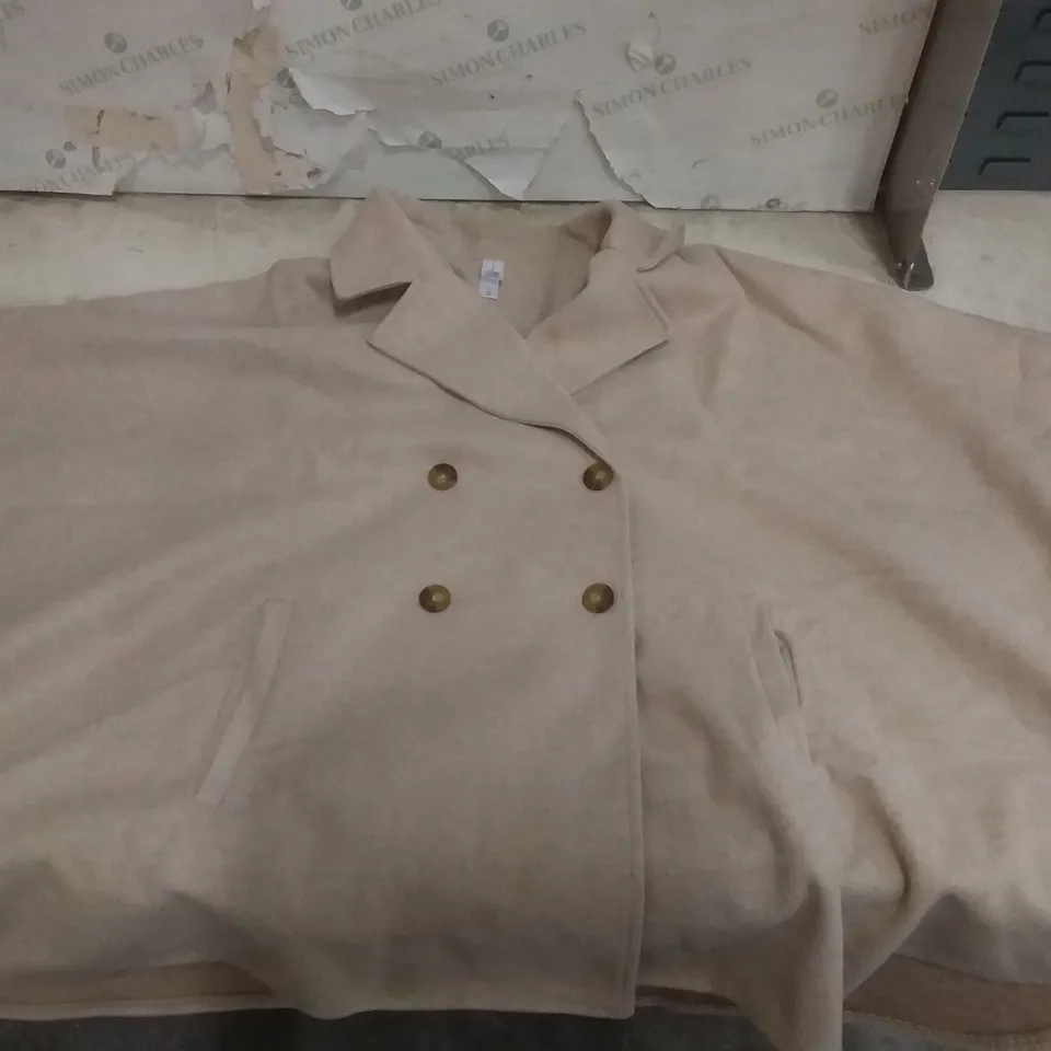 BOX OF 10 MARLA WYNNE DOUBLE BRASTED CAPE COAT LIGHT OATMEAL - SIZE LARGE